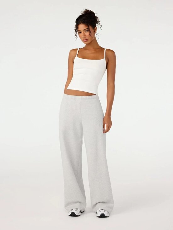 Crop Shop Boutique Pants - CSB Straight Leg Sweatpants in Snow Marle, Size XXS